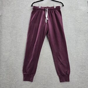 Victoria's Secret PINK Women Pants M Purple Jogger Sweats Drawstring Logo READ